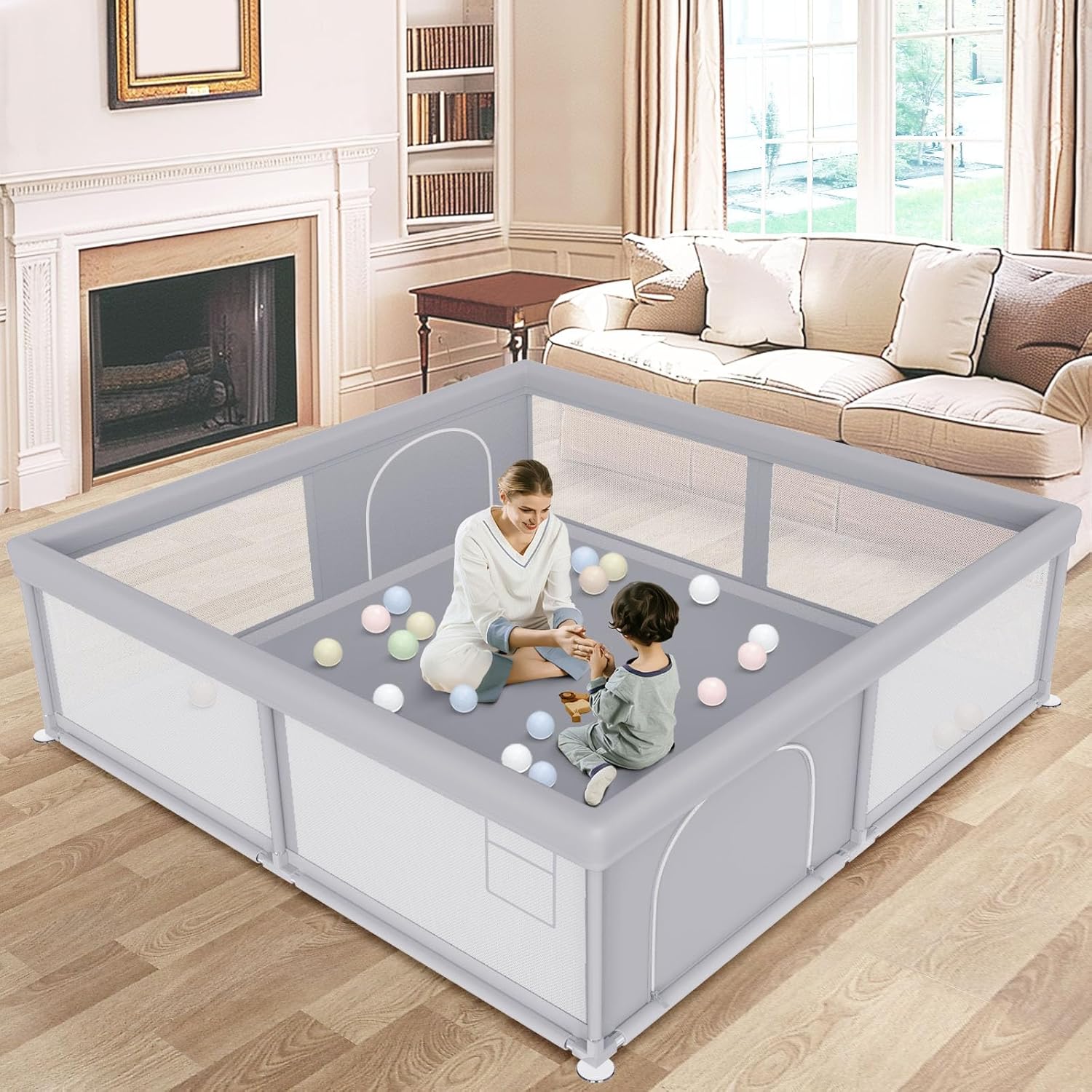 besuhot Large Baby Playpen 79x79 Inch, Playpens for Babies and Toddlers, Indoor & Outdoor - Bellso